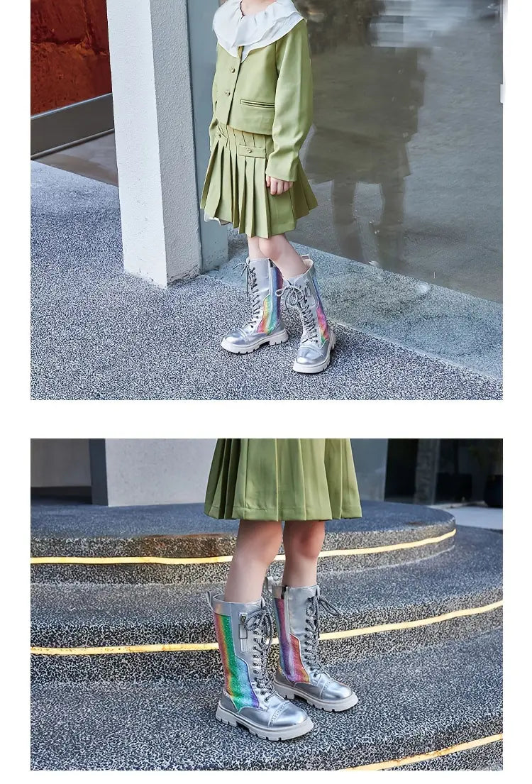 Shimmer Mid-Calf High Martin Boots