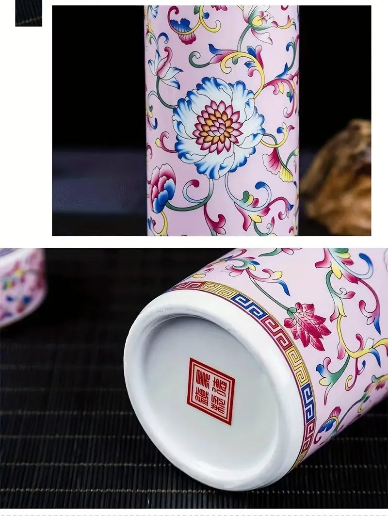Floral Ceramic Double Insulated Travel Flask