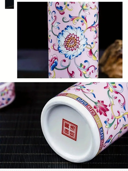 Floral Ceramic Double Insulated Travel Flask