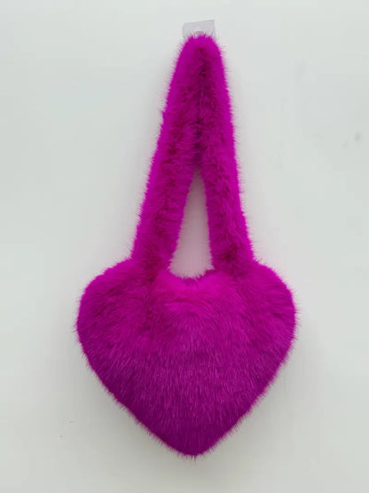 Plush Love Heart Fur Crossbody Bags