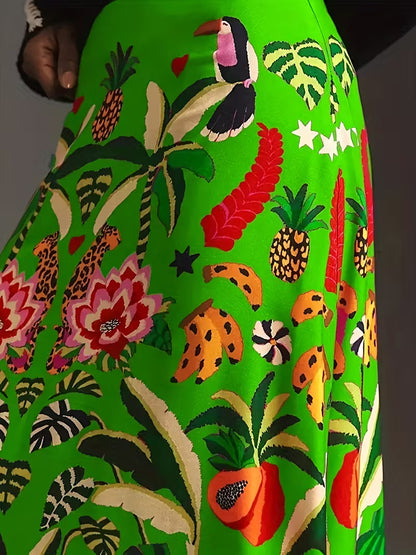 Tropical Rio Floral A-Line Skirt