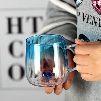 Heart-Shaped Gradient Glass Mugs