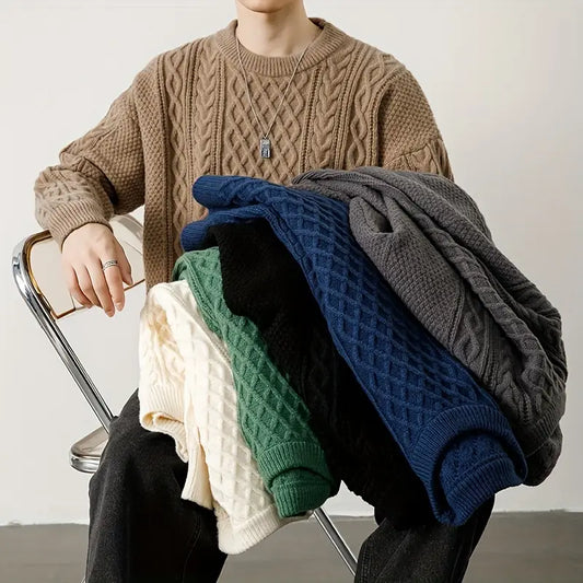 Hawthorne Acrylic Loose Knitted Aran Pullover Sweaters