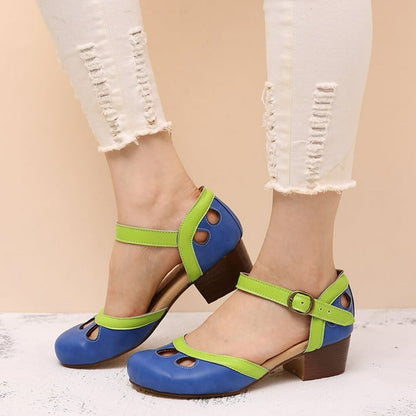 Mary Jane Retro Color Block Sandals