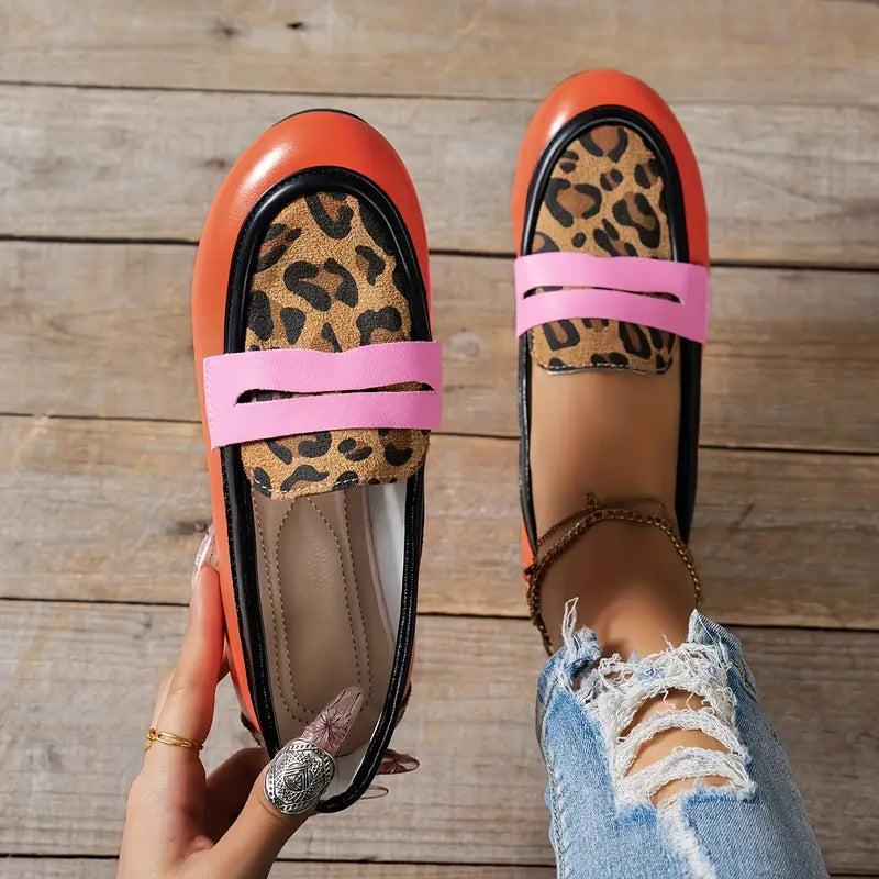 Leopard Print Red & Pink Loafers