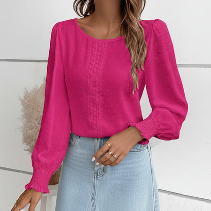 Emery Rose Shirred Long Sleeve Tops