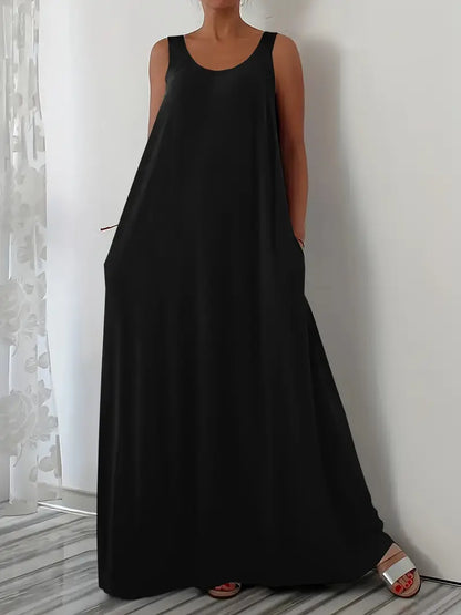 Plus Size A-Line Sleeveless Maxi Dresses