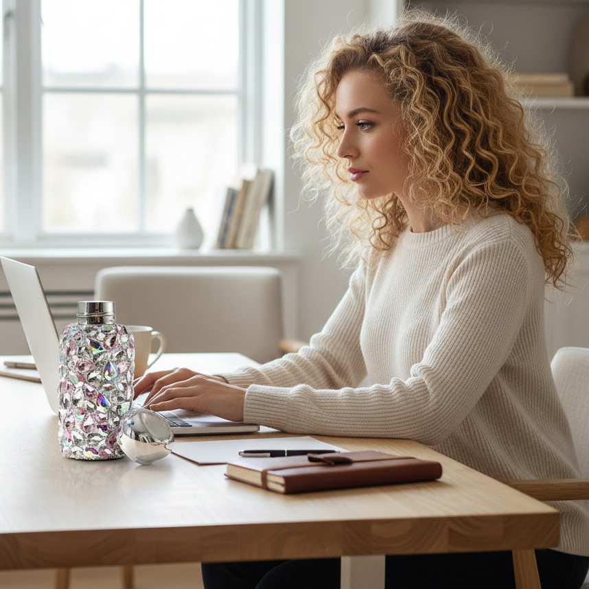 Rhinestone Studded Insulated Vacuum Flask