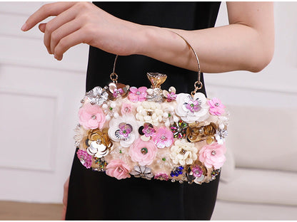 Embellished Floral Evening Clutch Bag