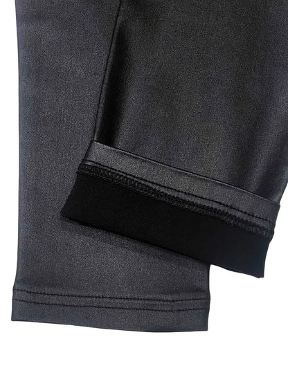 MACCO High-Stretch Vegan Leather Slim-Fit Jeans