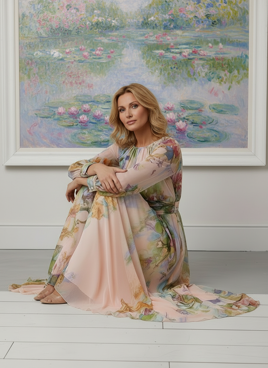 Beautiful Pastel Pink Floral Print Maxi Dress