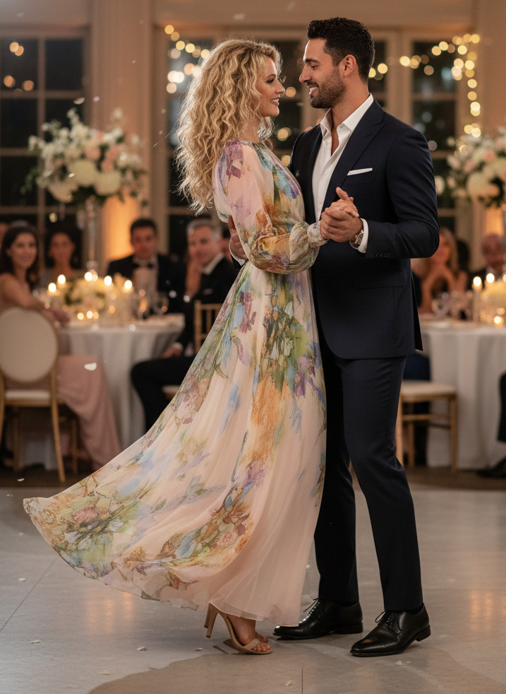 Beautiful Pastel Pink Floral Print Maxi Dress