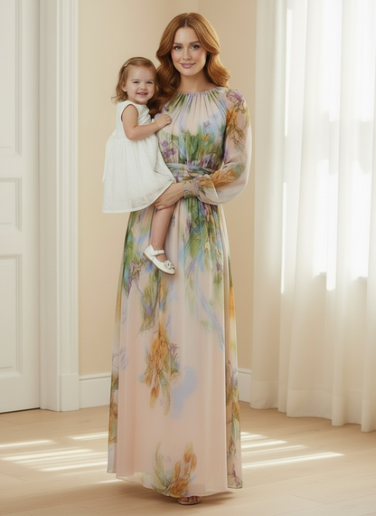 Beautiful Pastel Pink Floral Print Maxi Dress