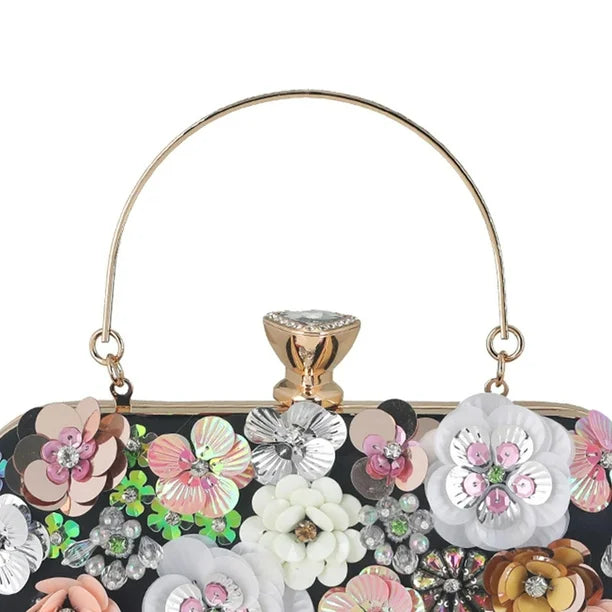 Embellished Floral Evening Clutch Bag