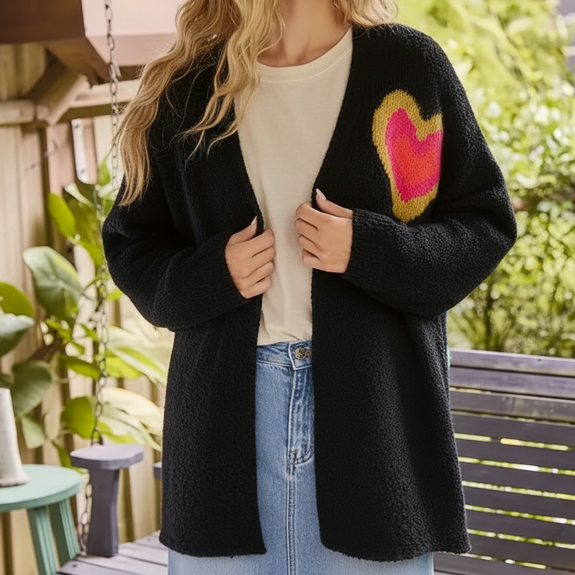 Chic Heart Knit Cardigan Coat