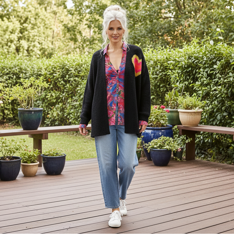 Chic Heart Knit Cardigan Coat