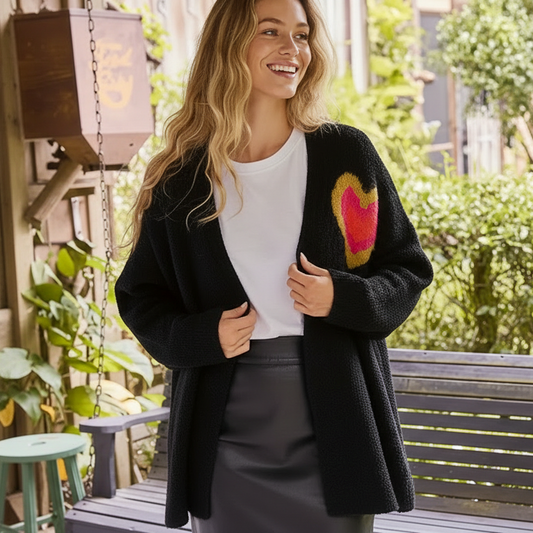 Chic Heart Knit Cardigan Coat