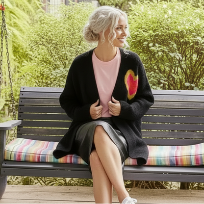 Chic Heart Knit Cardigan Coat
