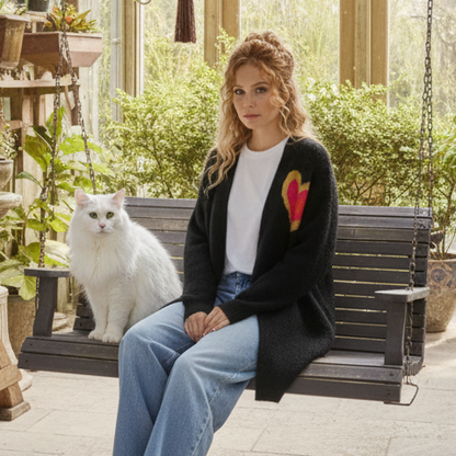 Chic Heart Knit Cardigan Coat