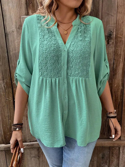 Zanzea Polyester Lace Shirt