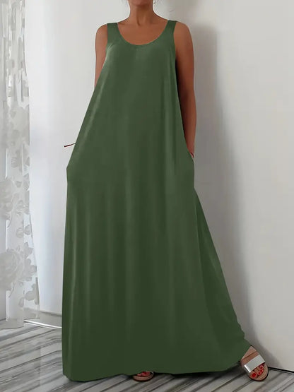 Plus Size A-Line Sleeveless Maxi Dresses