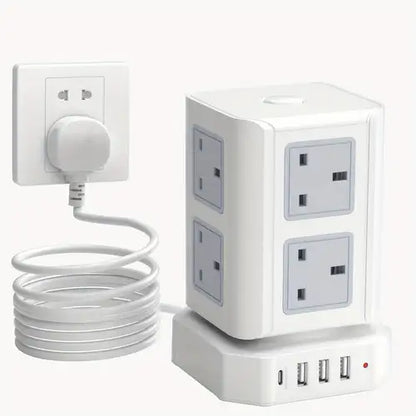 Surge Protector Power Strip Tower with 4 USB Ports