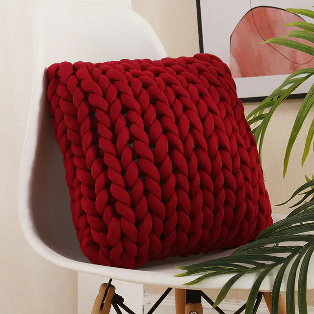 Chunky Handmade Wool Knitted Pillow