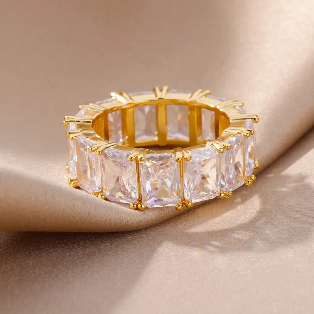 Rectangle Chunky Zircon Rings