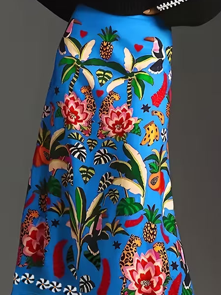 Tropical Rio Floral A-Line Skirt