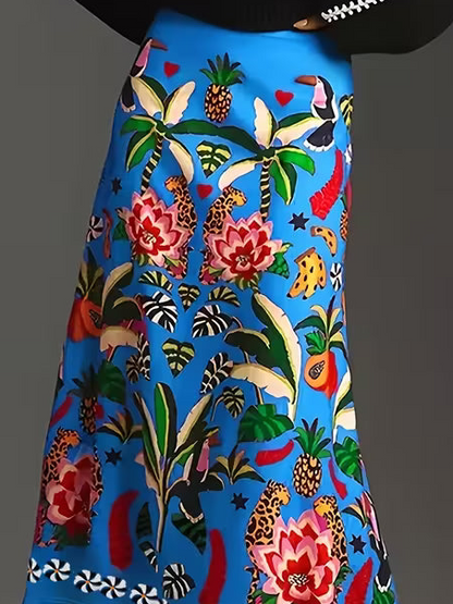 Tropical Rio Floral A-Line Skirt