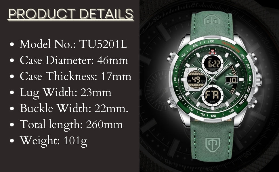 NAVIFORCE Luxury Waterproof Dual Display Sports Quartz Watch
