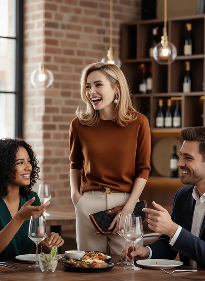 Seraphine Round Neck Short Sleeve Knit Tops