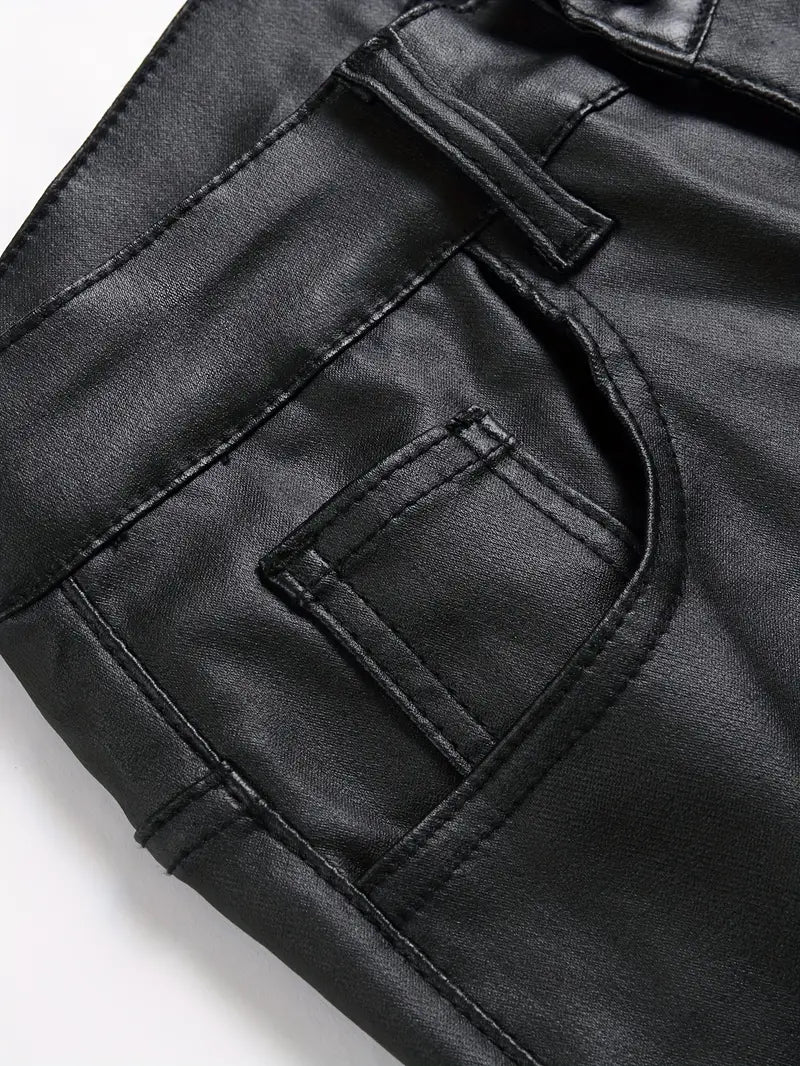 MACCO High-Stretch Vegan Leather Slim-Fit Jeans