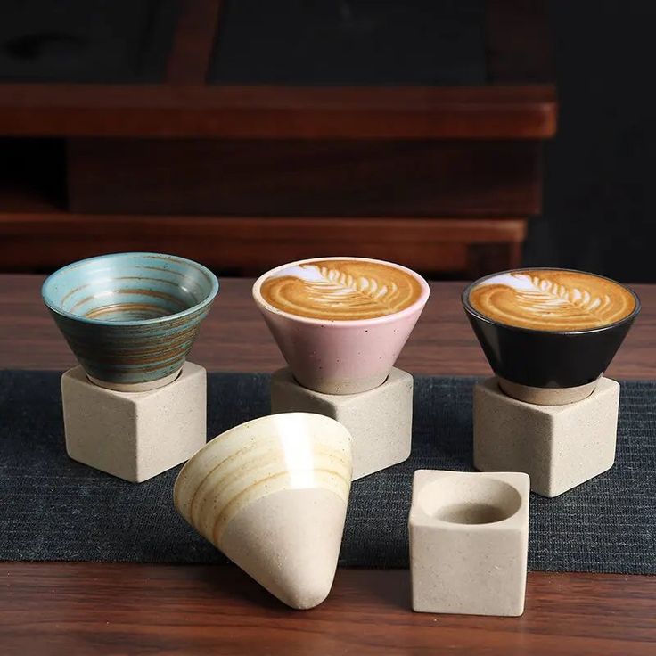 Stoneware Espresso Ceramic Cone Cup and Base