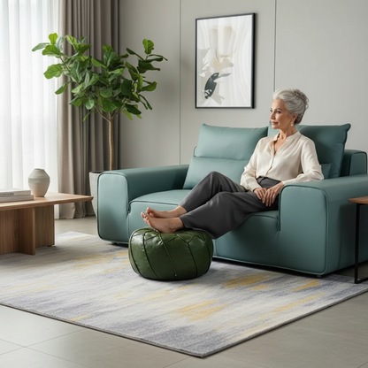 Moroccan Dual Purpose Vegan Leather Ottoman