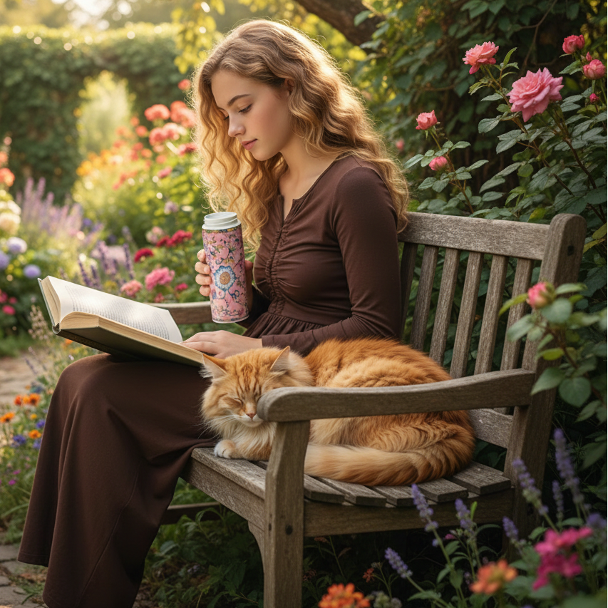 Floral Ceramic Double Insulated Travel Flask