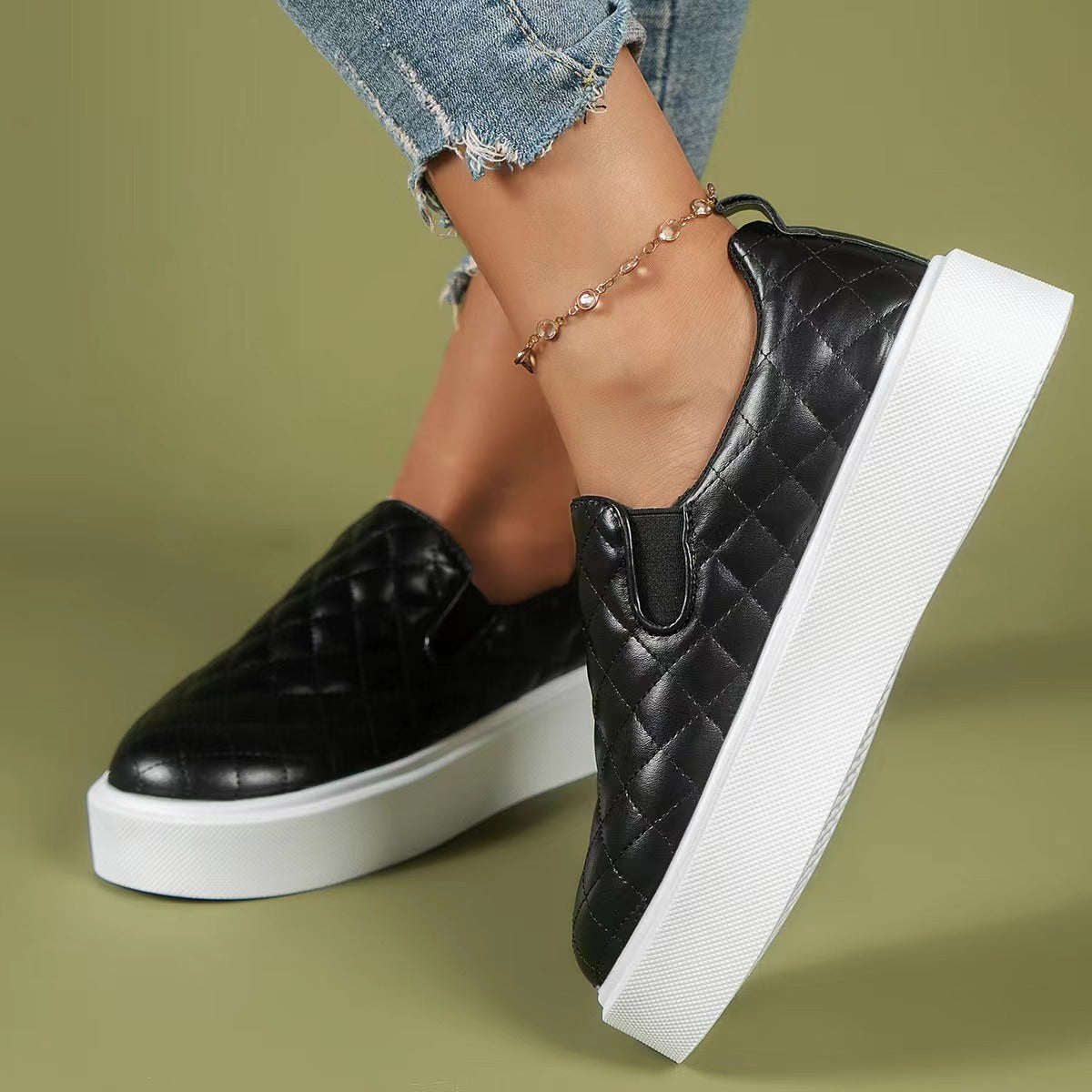 Quilted Platform Trainer Sneakers
