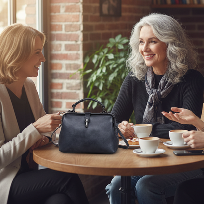 QWQ Vintage Genuine Cowhide Leather Doctor Bag