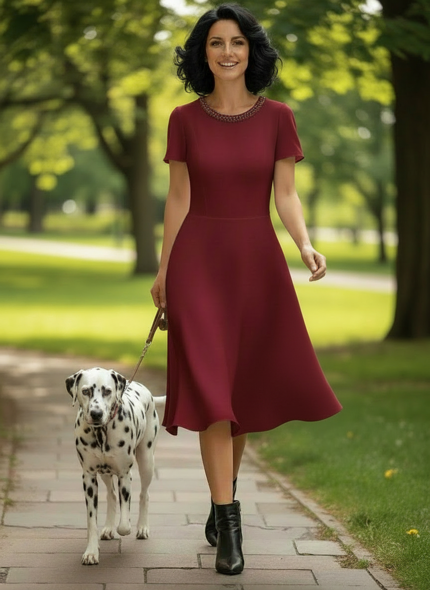 French Midi Dress - Gem Embellished Collection