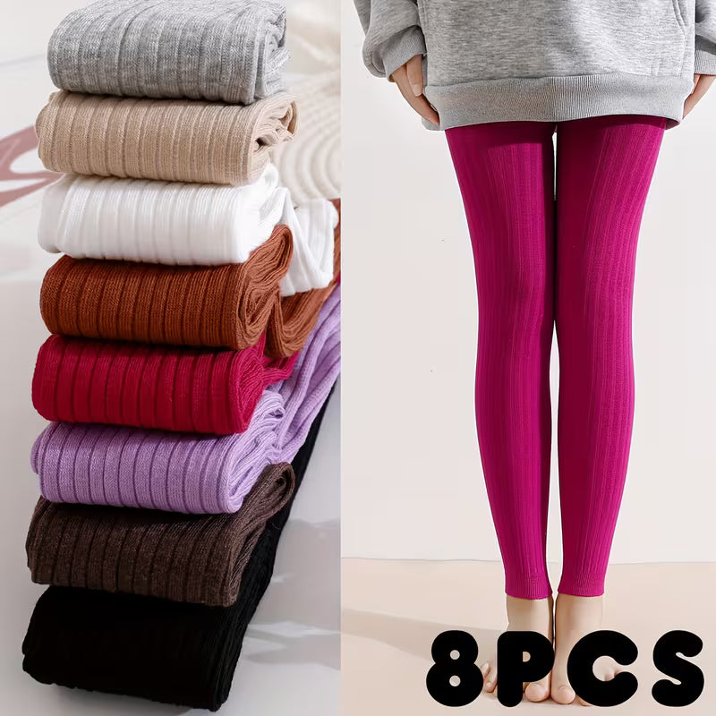 BELLA Ribbed Footless Tights (8 Pairs)