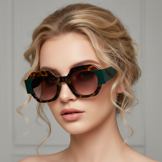 Retro Flat Top Round Polycarbonate Sunglasses