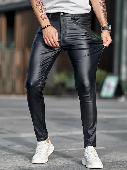 MACCO High-Stretch Vegan Leather Slim-Fit Jeans