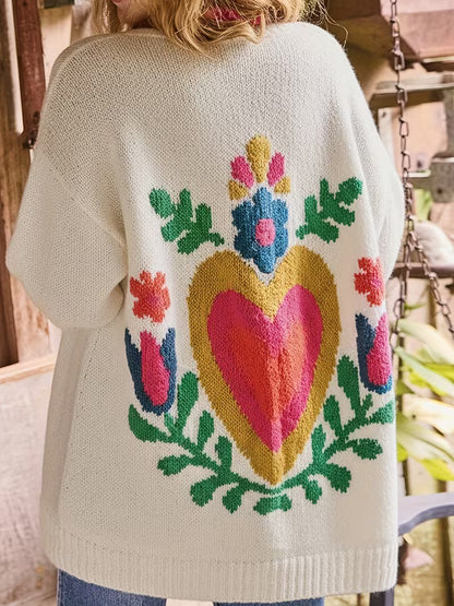 Chic Heart Knit Cardigan Coat