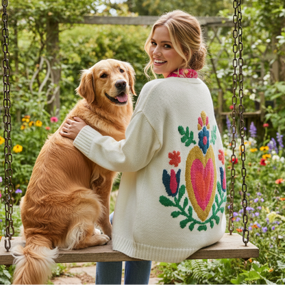 Chic Heart Knit Cardigan Coat