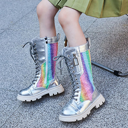 Shimmer Mid-Calf High Martin Boots