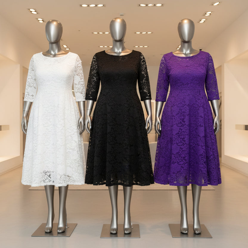 Chic Plus Size Lace Midi Dress