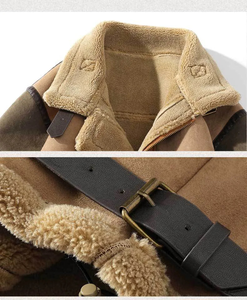 Rugged Sheepskin Leather Jacket