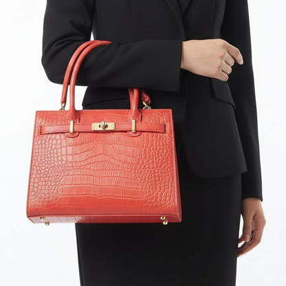Birkin Inspired Genuine Leather Crocodile Handbag - Limited Edition