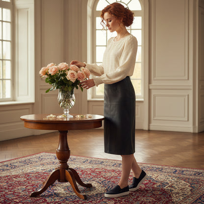 Polka Dot Lace Lantern Sleeve Top