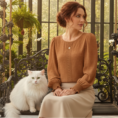 Emery Rose Shirred Long Sleeve Tops